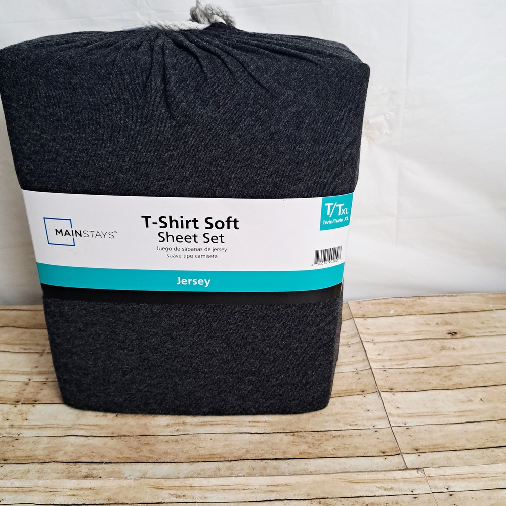 Mainstays T-Shirt Soft Jersey  Sheet Set in Dark Gray